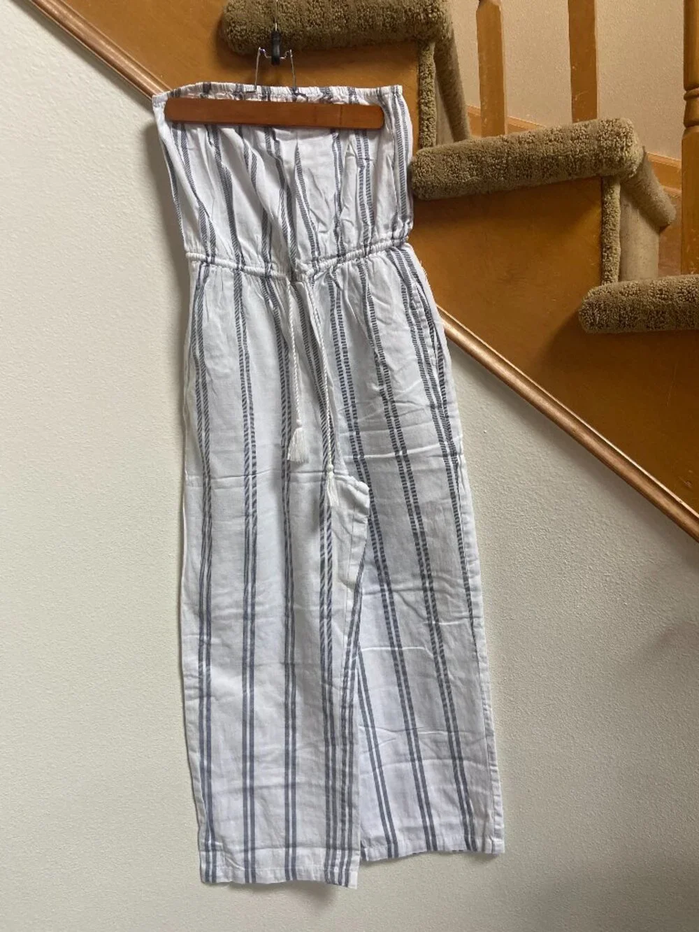 GOA beachwear Japna strapless cropped jumpsuit black/white sz M cotton/linen